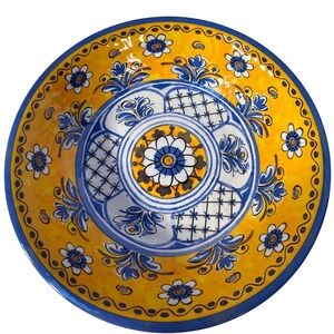 Le Cadeaux Benidorm Salad Bowl Yellow Blue Floral Ceramic 134BEN‎
